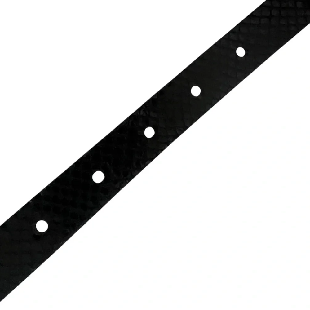 Michael Kors black leather belt thin 3/4” buckle silver snake embossed Size M